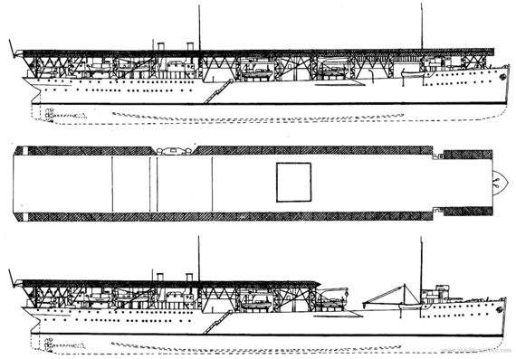 Авианосец USS CV-1 Langlry 1929 [Aircraft Carrier] - чертежи, габариты, рисунки